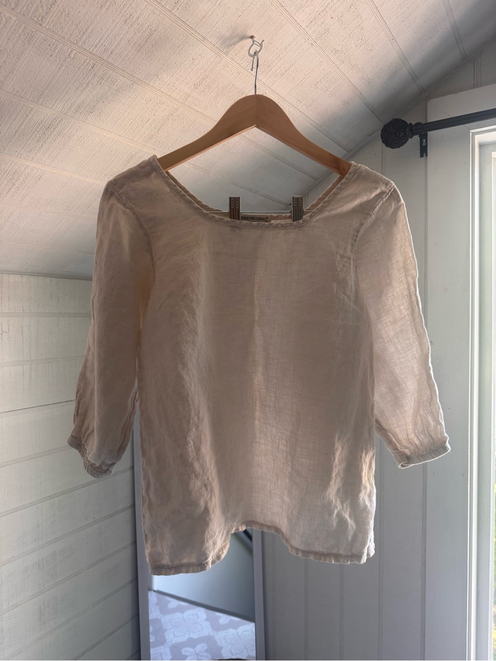 Cream Linen 3/4 Sleeve Tunic